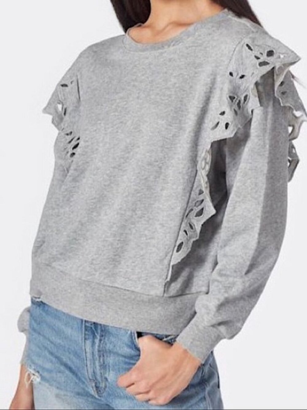 Joie Grey Flutter Sleeve Sweatshirt Size L